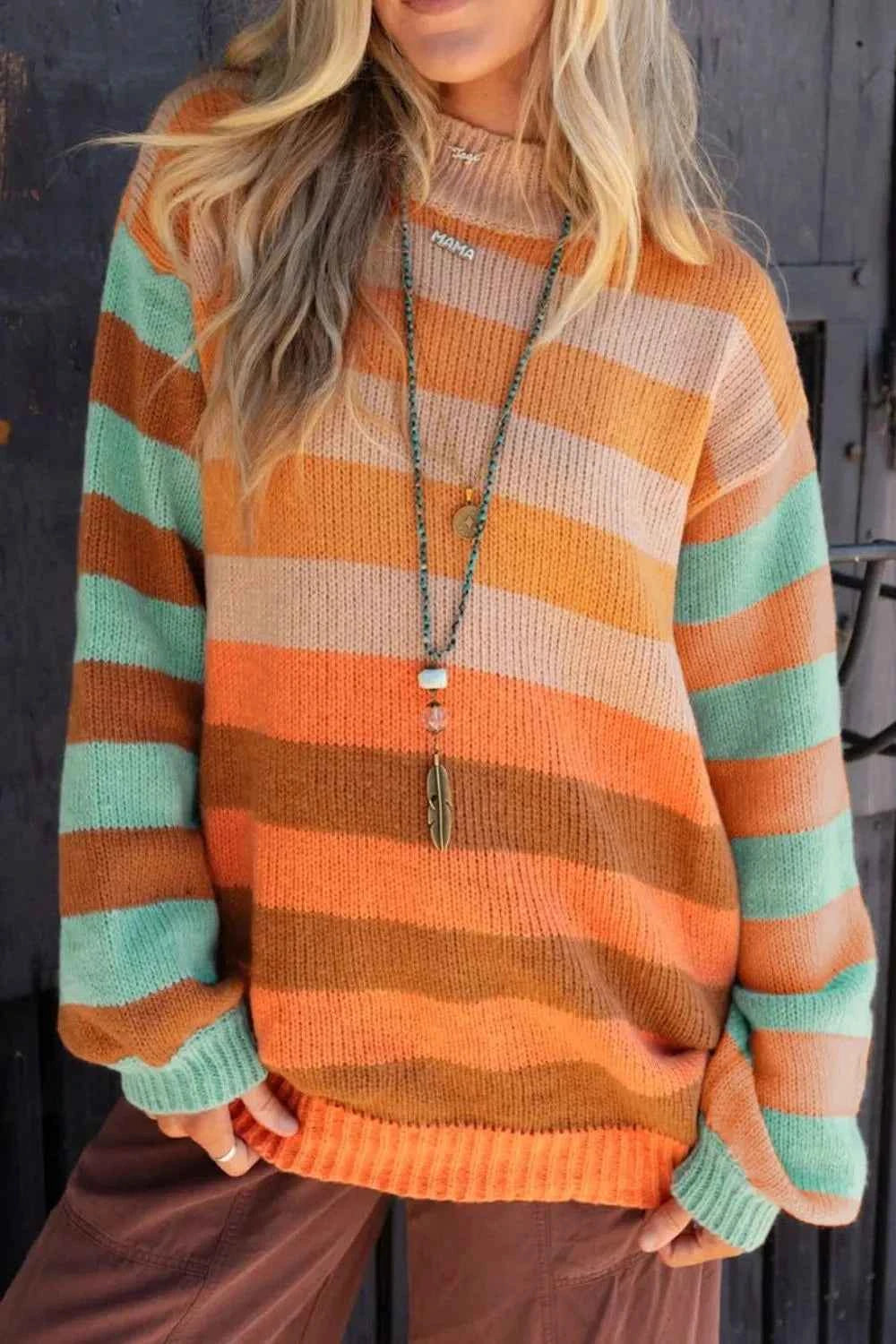 Striped Rainbow Long Sleeve Sweater