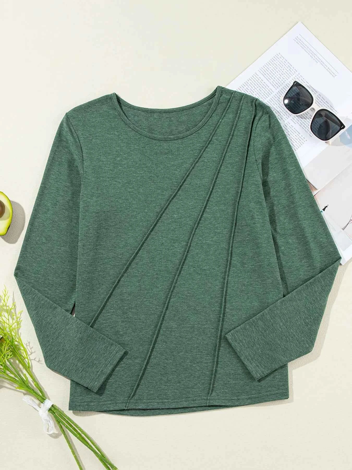 Asymmetric Seam Detail Long Sleeve Top