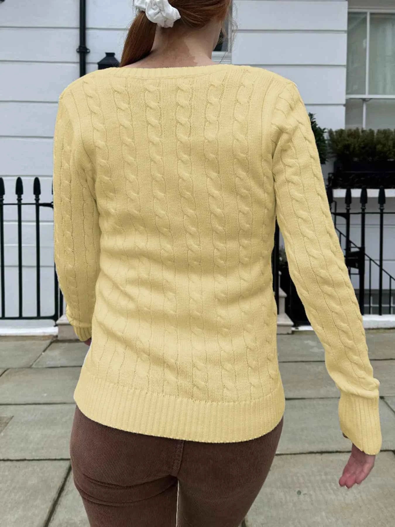 Cable Knit V-Neck Sweater