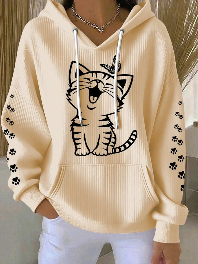 Women's 3D Printed Hoodie - Comfortable & Stylish Casual Waffle Sweatshirt