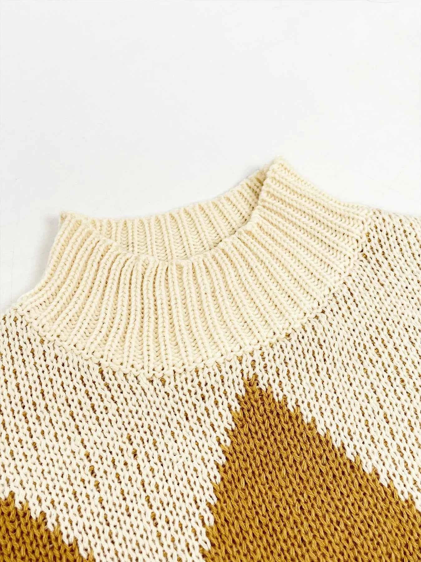 Diamond Pattern Turtleneck Sweater