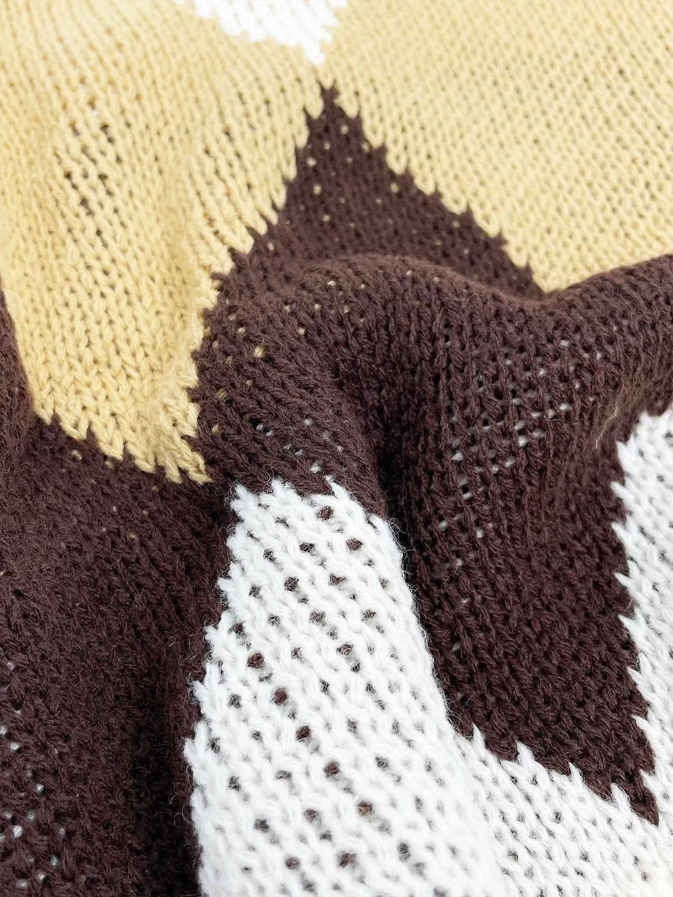 Diamond Pattern Turtleneck Sweater