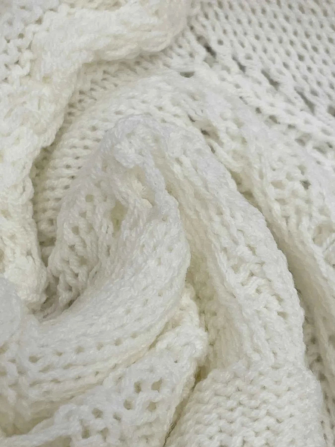 Crochet Ruffled Hem Long Sleeve Sweater