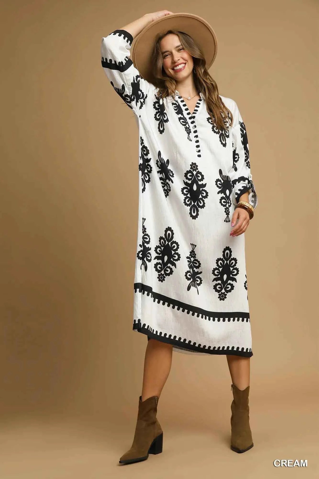 Umgee Abstract Print Midi Dress
