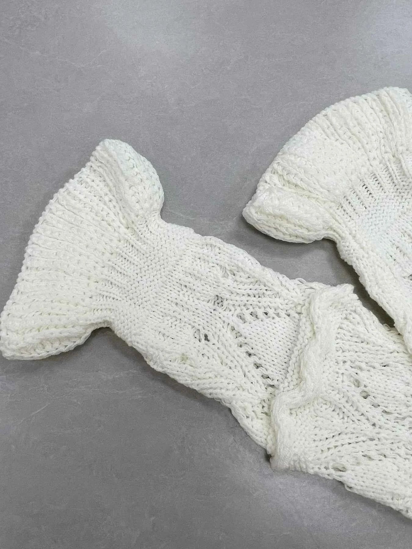 Crochet Ruffled Hem Long Sleeve Sweater
