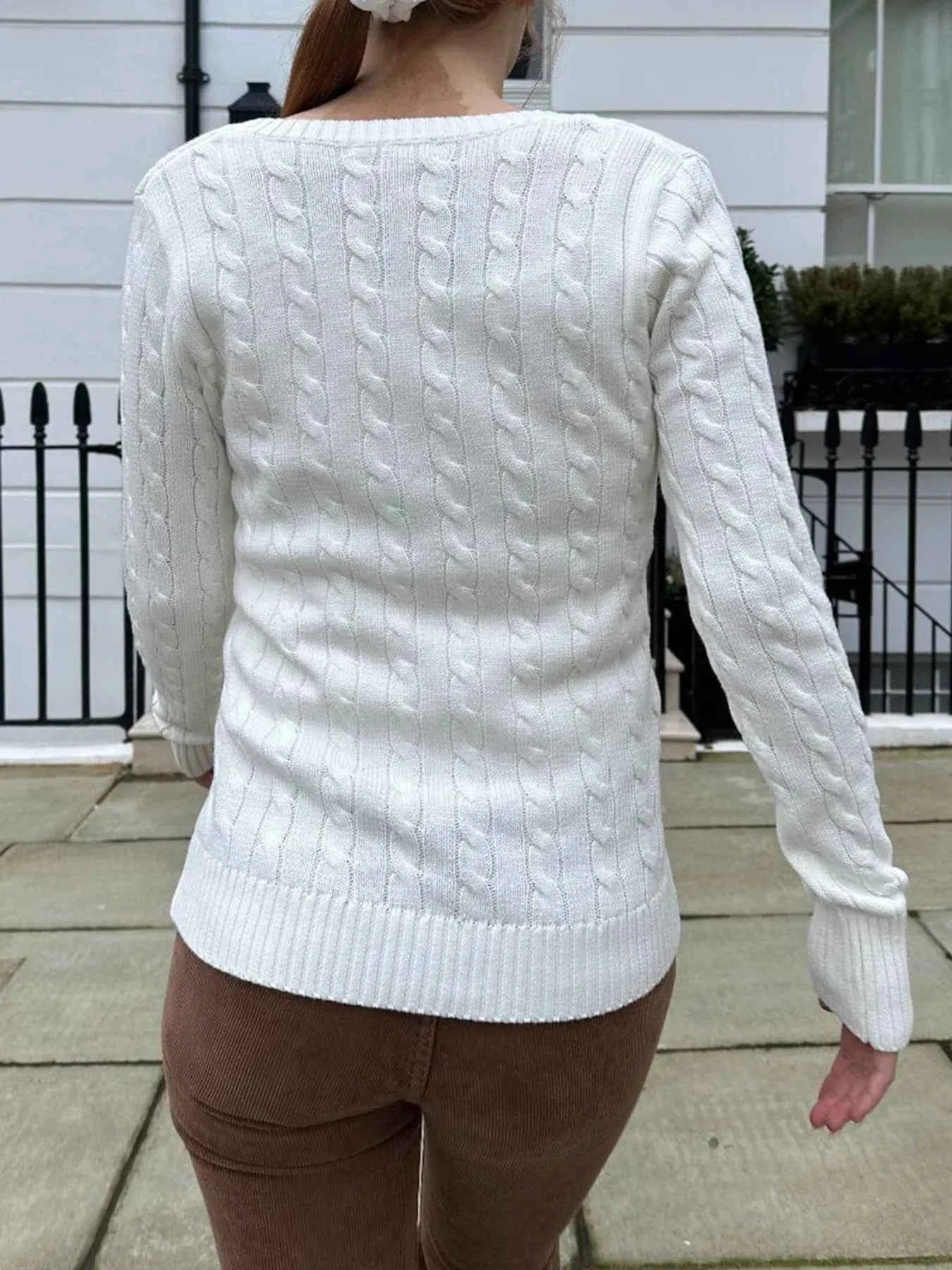 Cable Knit V-Neck Sweater