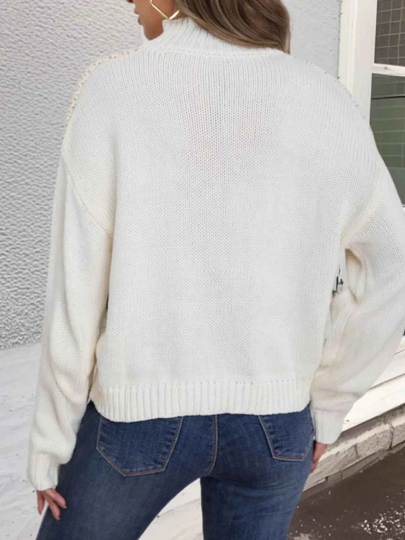Diamond Pattern Turtleneck Sweater