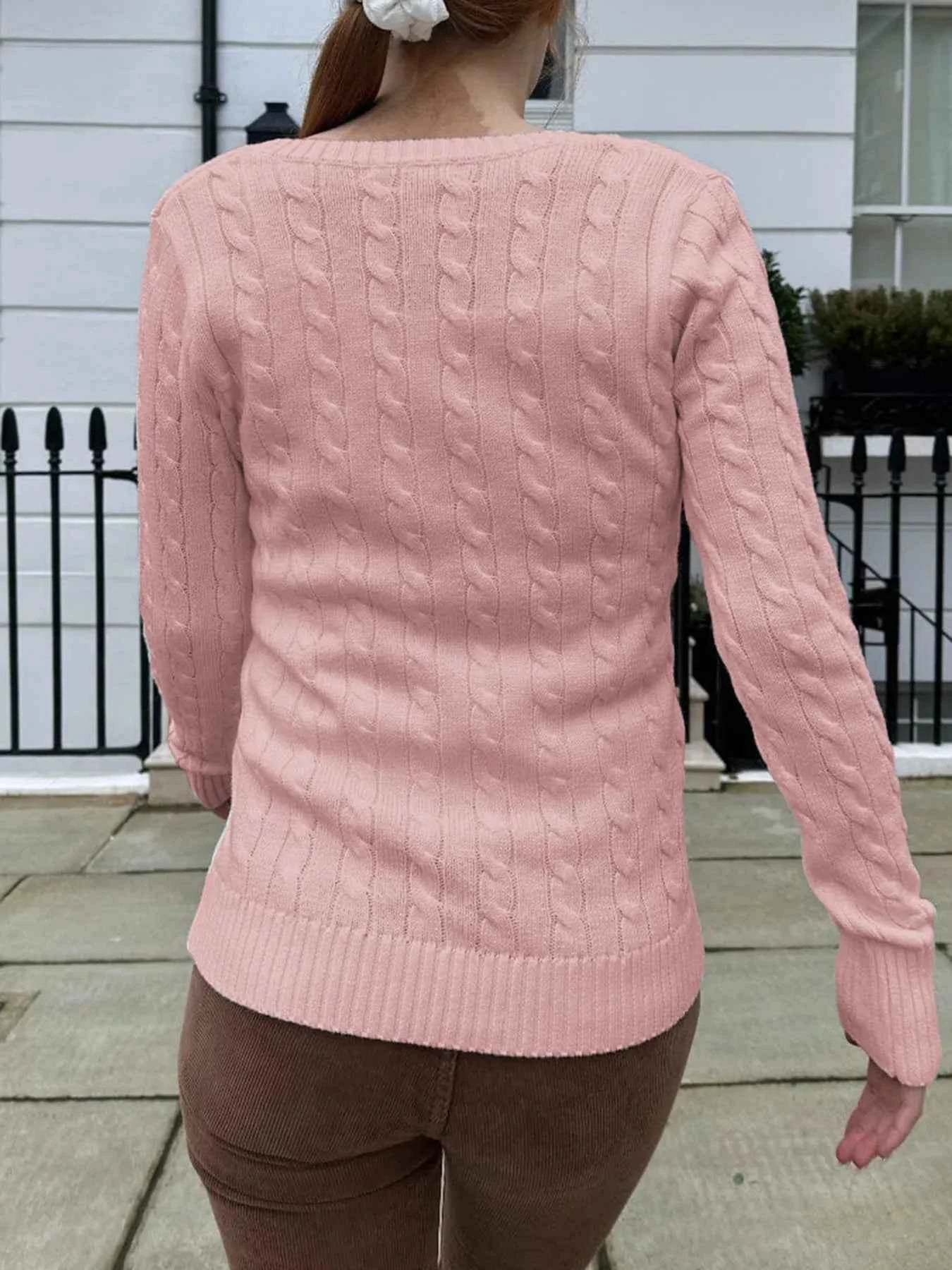 Cable Knit V-Neck Sweater