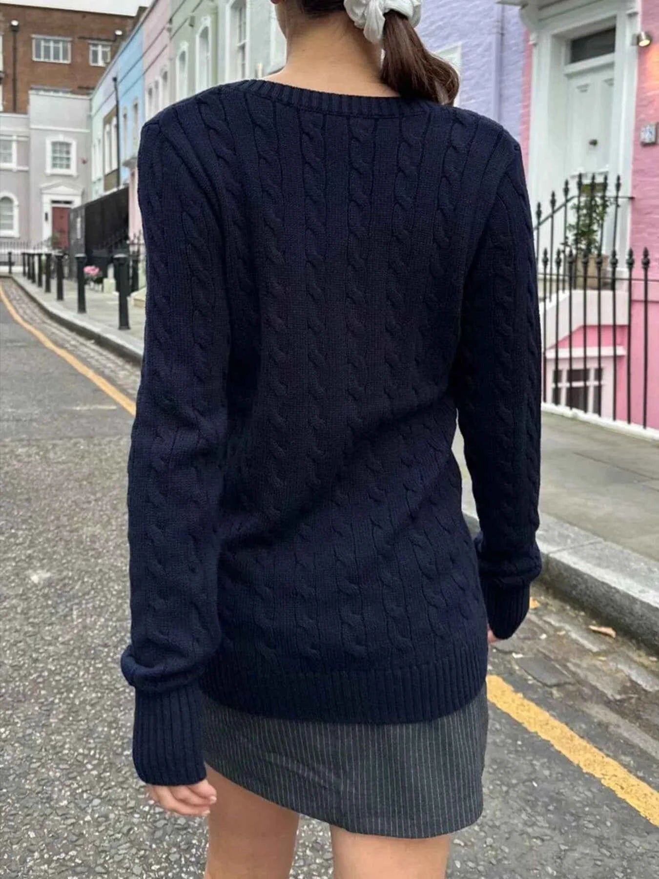 Cable Knit V-Neck Sweater