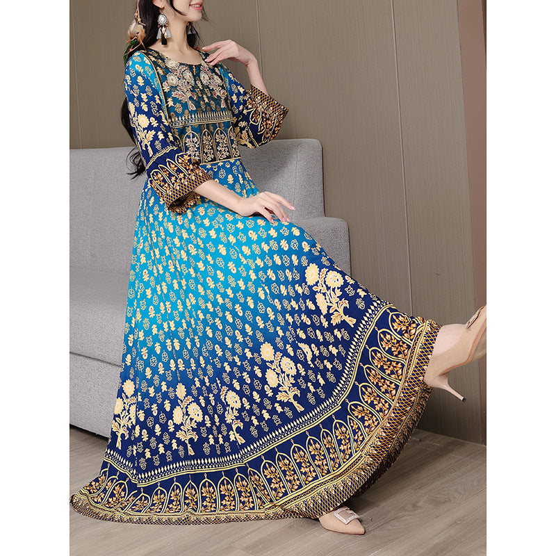 Chic Maxi Dress in Ethnic Style – Flowy Party Dress for Effortless Elegance