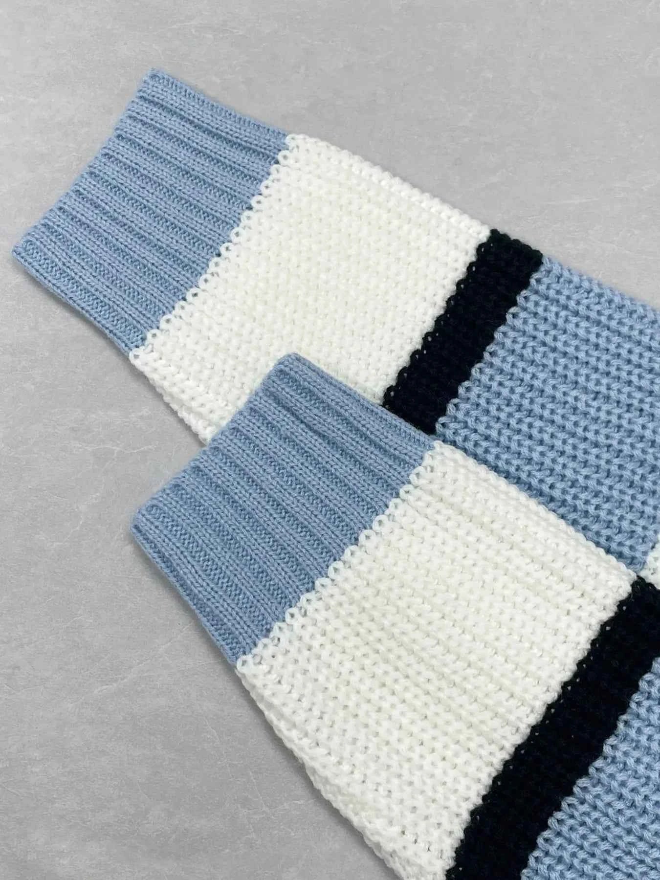 Striped V-Neck Color Block Sweater