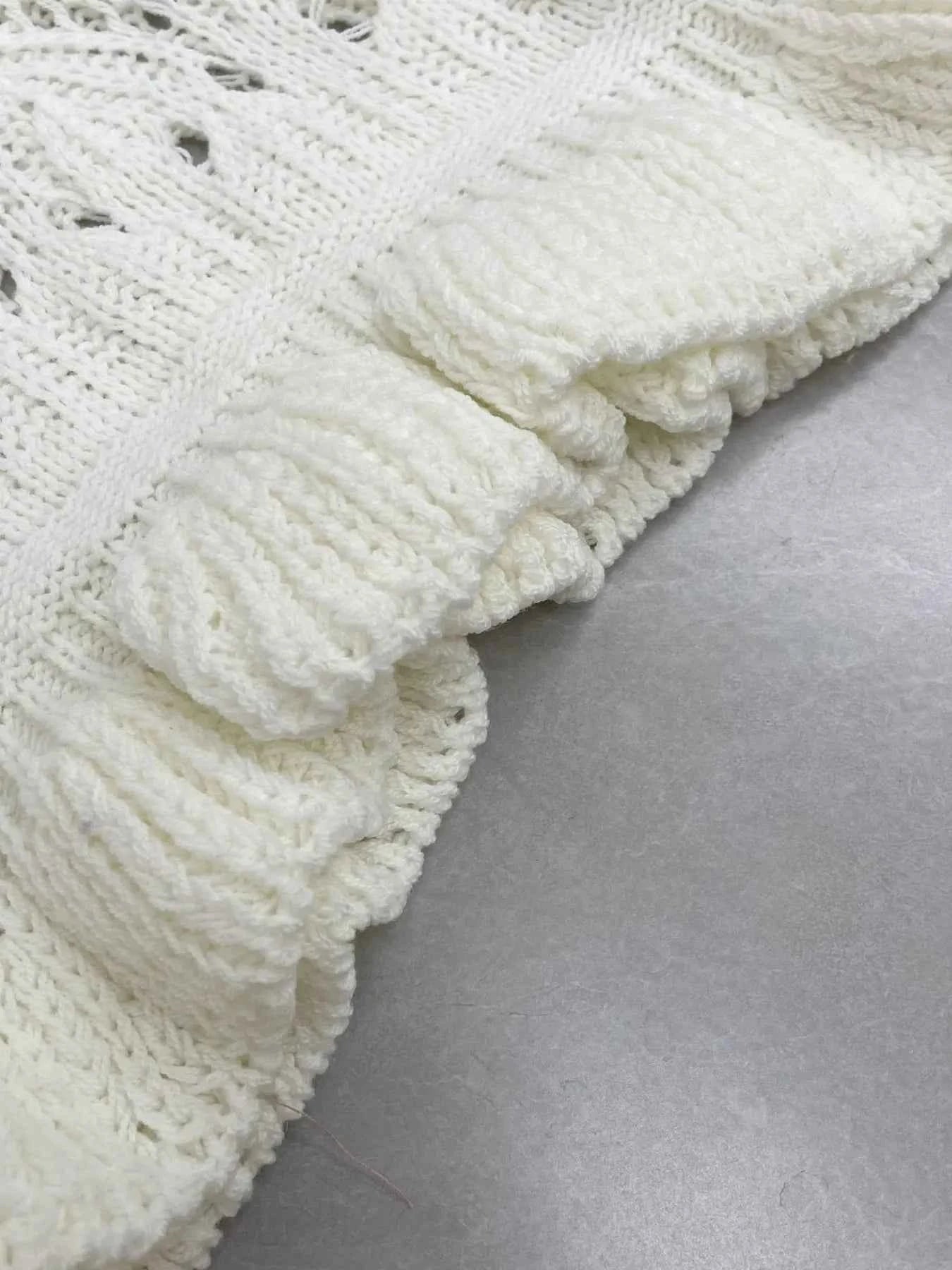 Crochet Ruffled Hem Long Sleeve Sweater