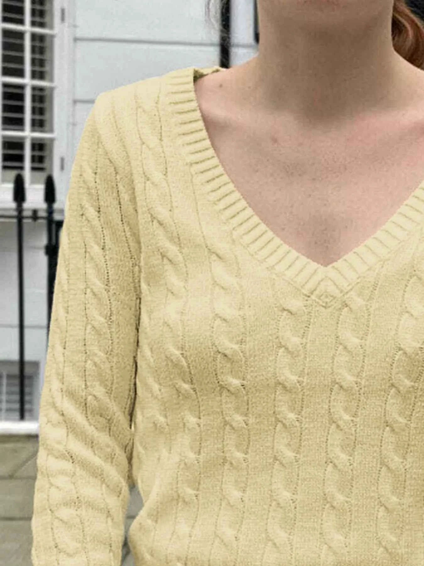 Cable Knit V-Neck Sweater
