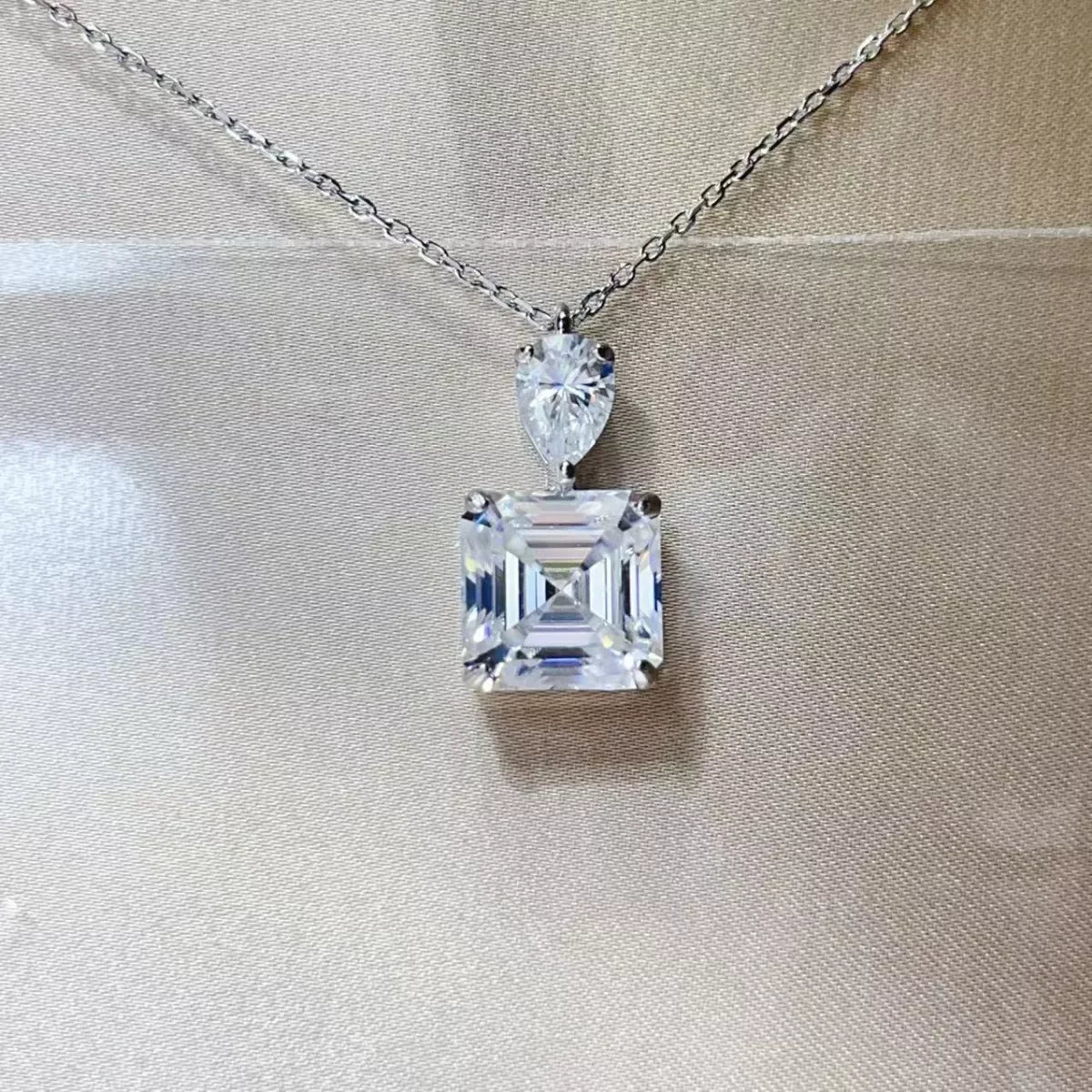 5.8 Carat Moissanite 925 Sterling Silver Pendant Necklace - SUBSTYEL