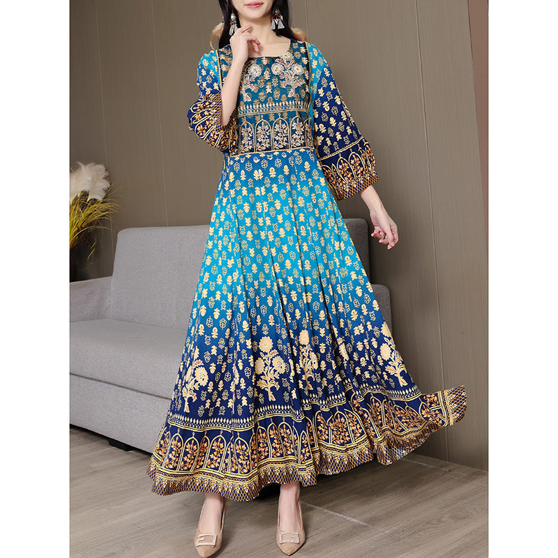 Chic Maxi Dress in Ethnic Style – Flowy Party Dress for Effortless Elegance