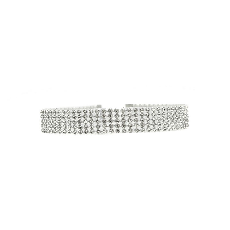 Silver beaded bracelet on a white background