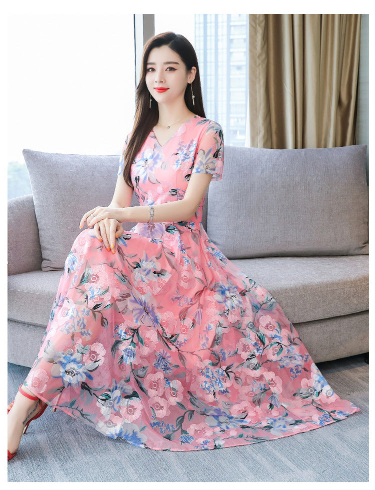 Long Skirt Plus Size Printed Dress for Effortless Style and Comfort - Plus Size Printed Long Skirt Dress