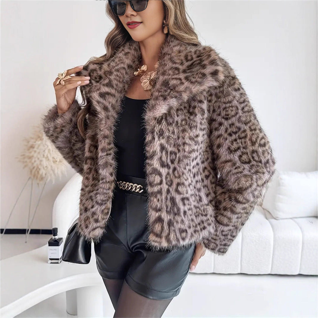 Lapel Long Sleeve Fur Coat – Luxurious Artificial Fur Outerwear