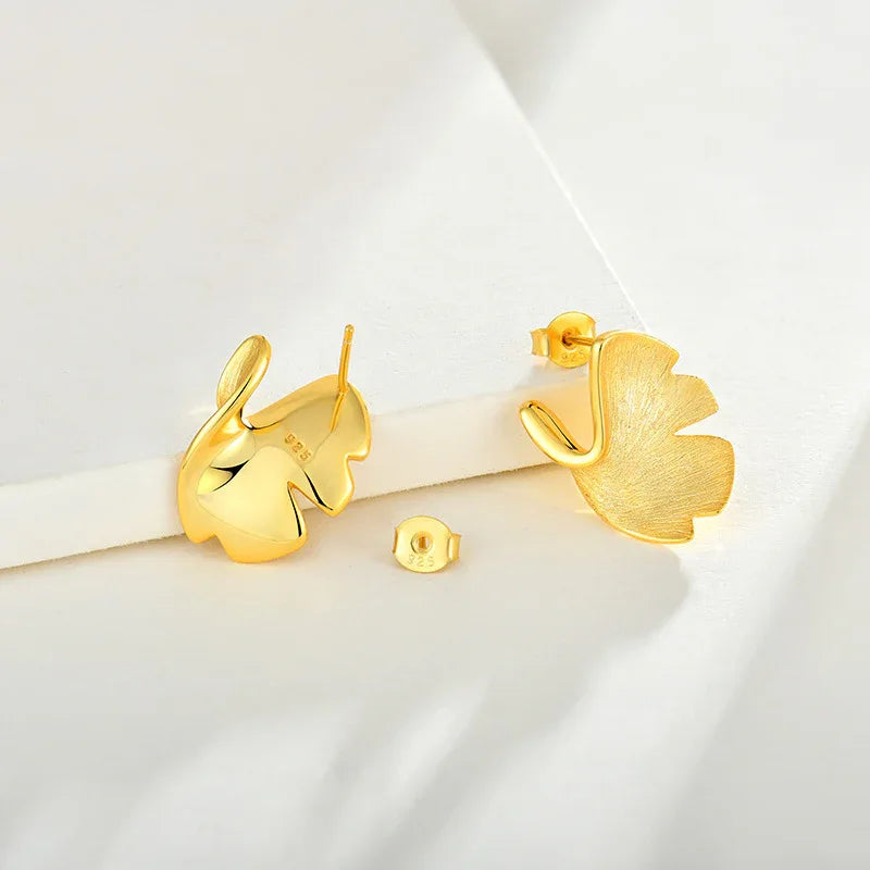 925 Sterling Ginkgo Biloba Stud Earrings - SUBSTYEL