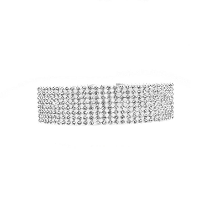 Silver beaded bracelet on a white background