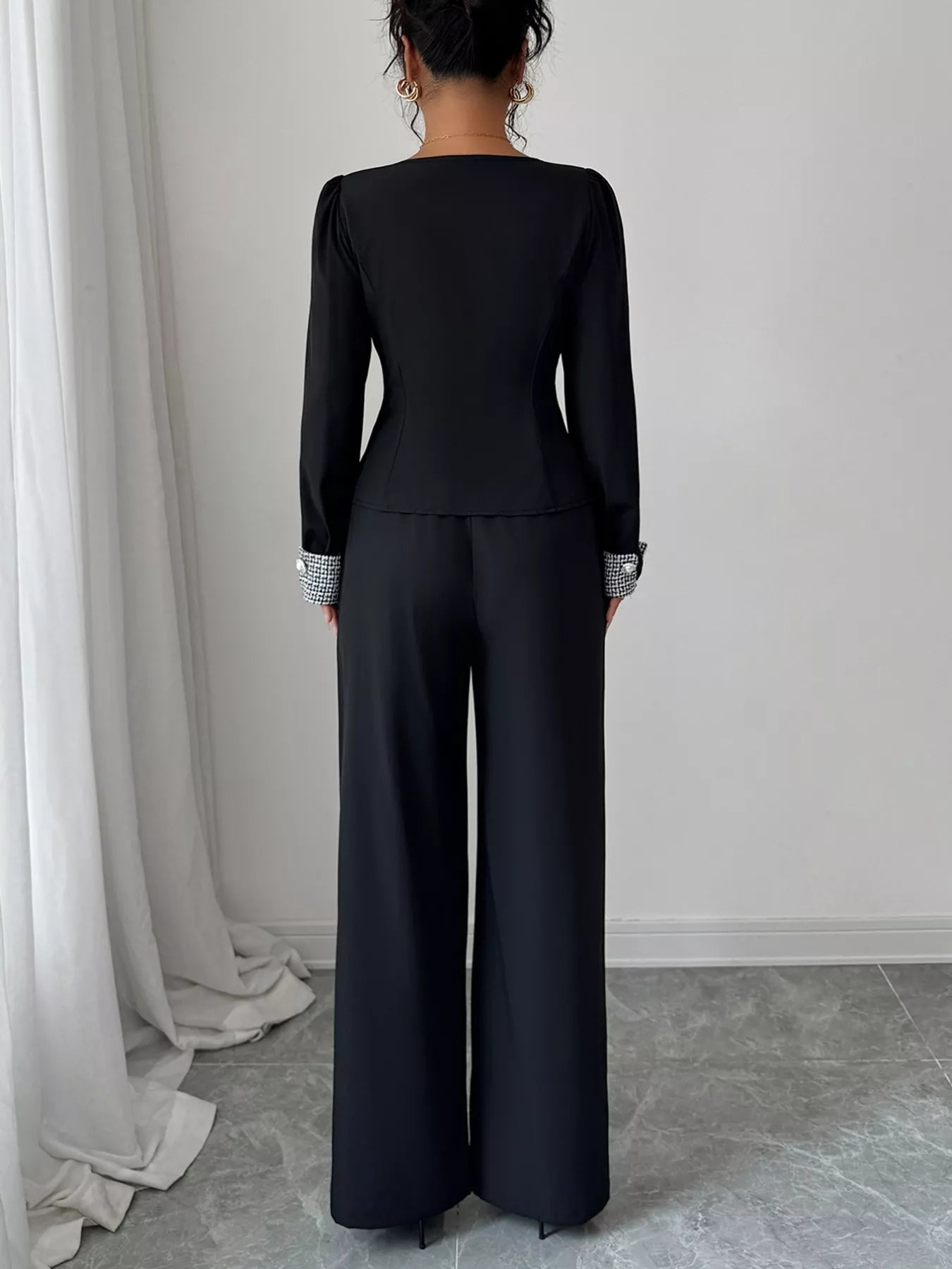 Long Sleeve Top and Wide Leg Pants Set - SUBSTYEL