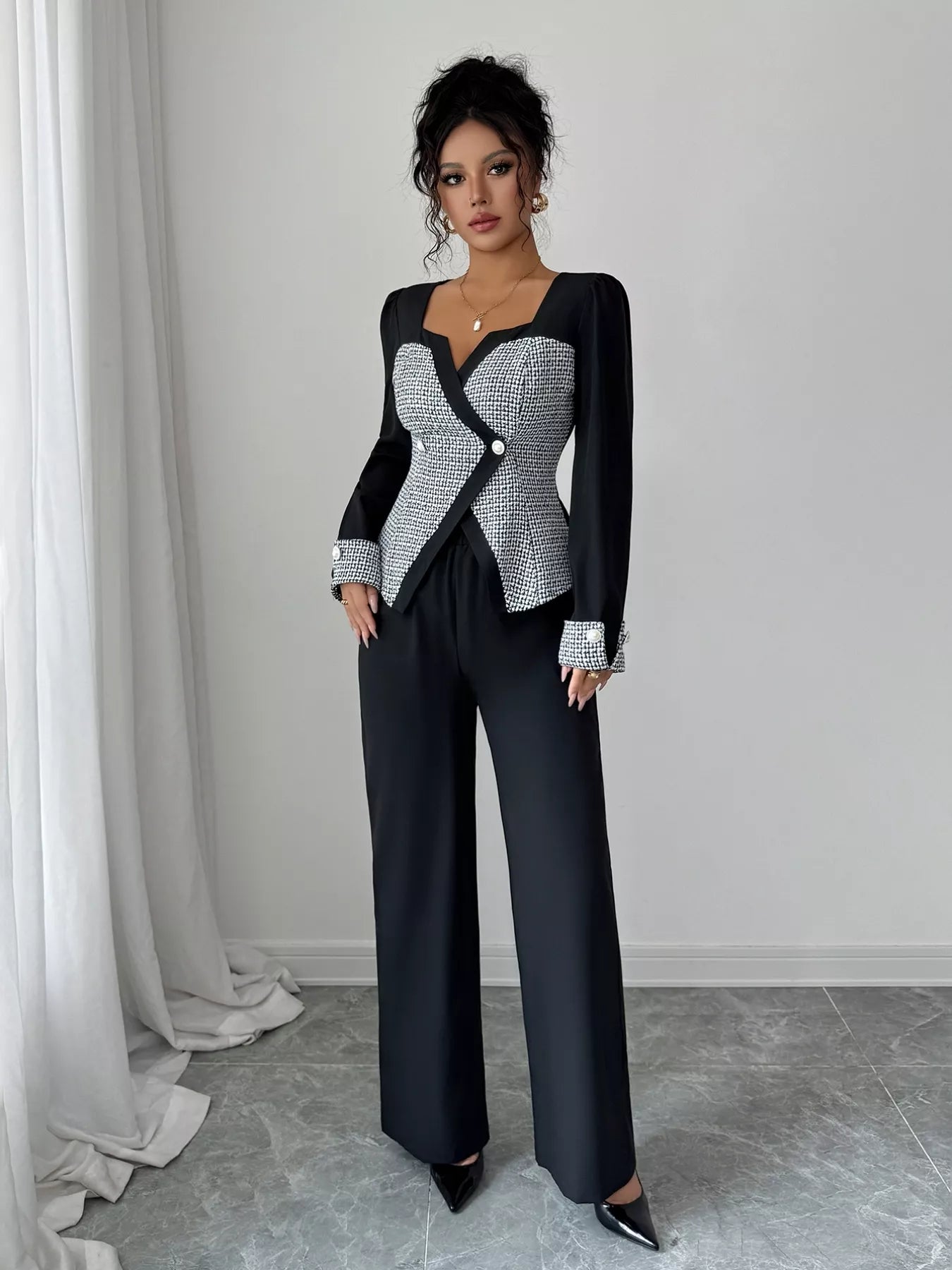 Long Sleeve Top and Wide Leg Pants Set - SUBSTYEL