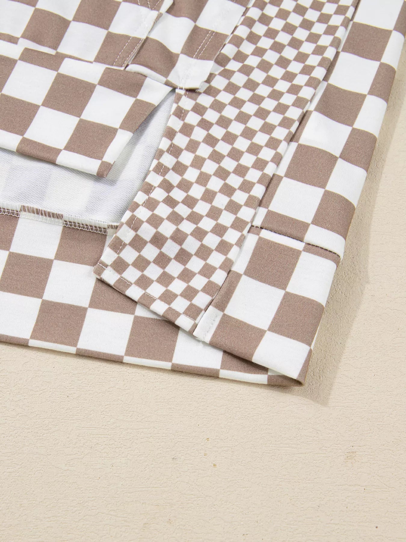 Checkered Pattern Oversized Drawstring Hoodie - SUBSTYEL