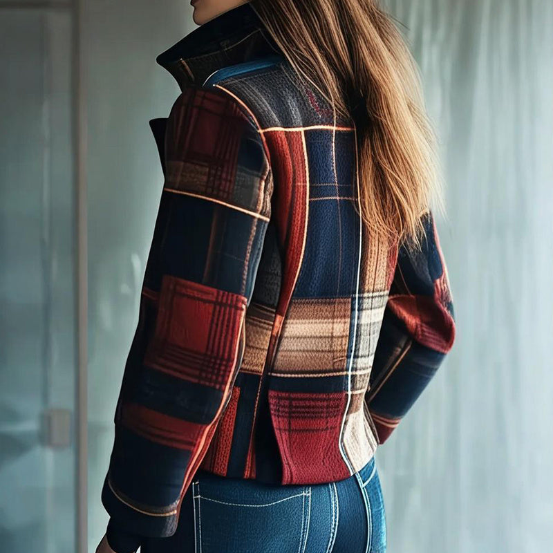 Vintage Women's Blazer With Stand Collar for Timeless Style