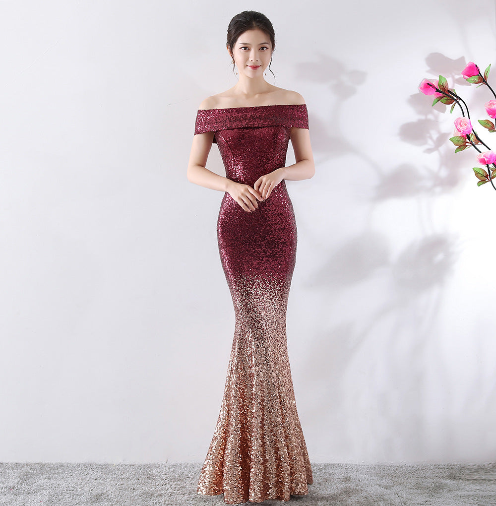 Long Slimming Party Dress for Elegant Evening Wear