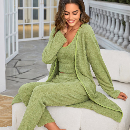 Women's 3 Piece Sweatsuit with Open Front Cardigan for Stylish Comfort