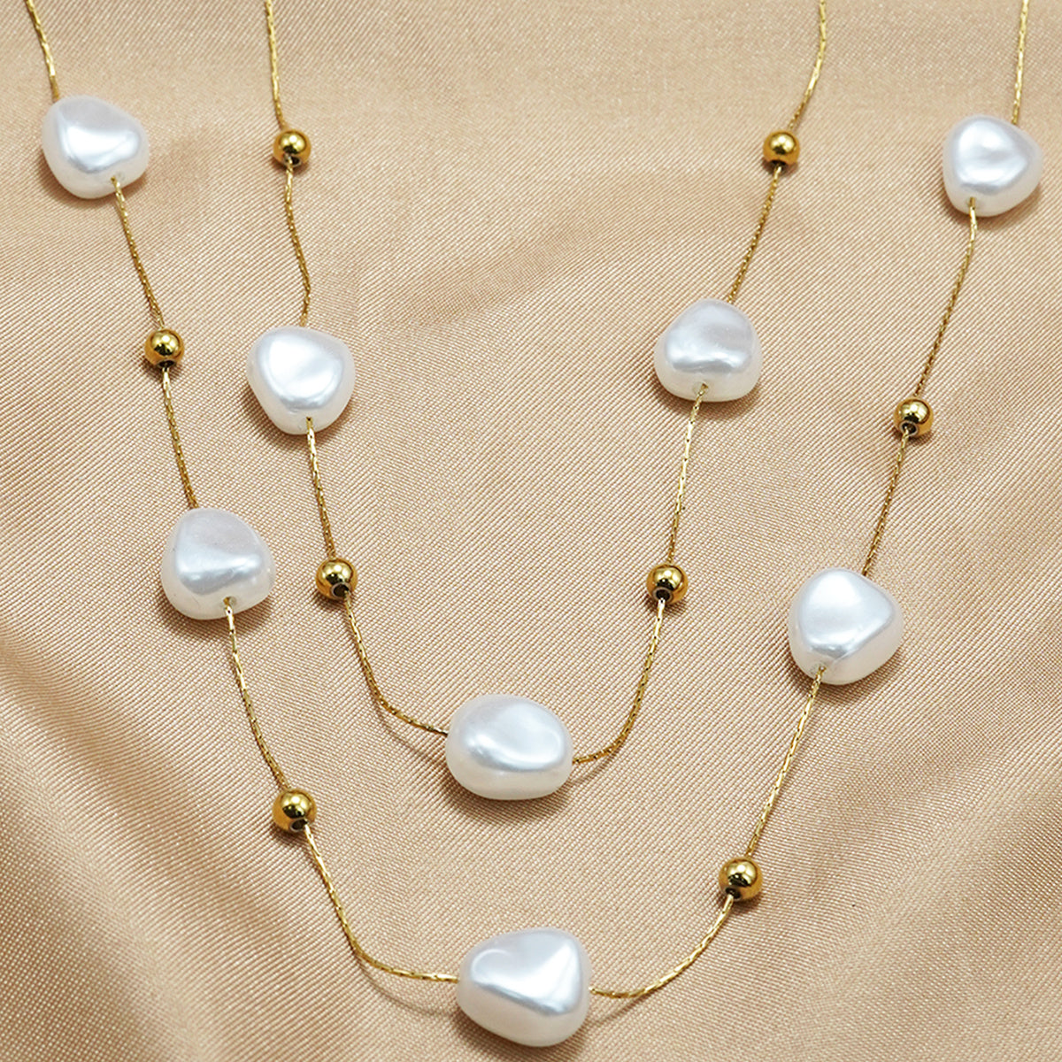 18K Gold Plated Pearl Necklace | Minimalist Jewelry with Elegant Studs