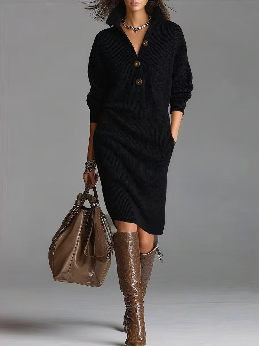 Fashion Sweater Dress: Warm Long-Sleeved Stylish Comfort