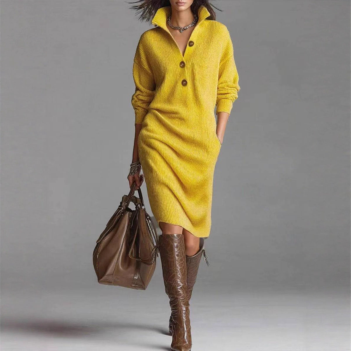 Fashion Sweater Dress: Warm Long-Sleeved Stylish Comfort