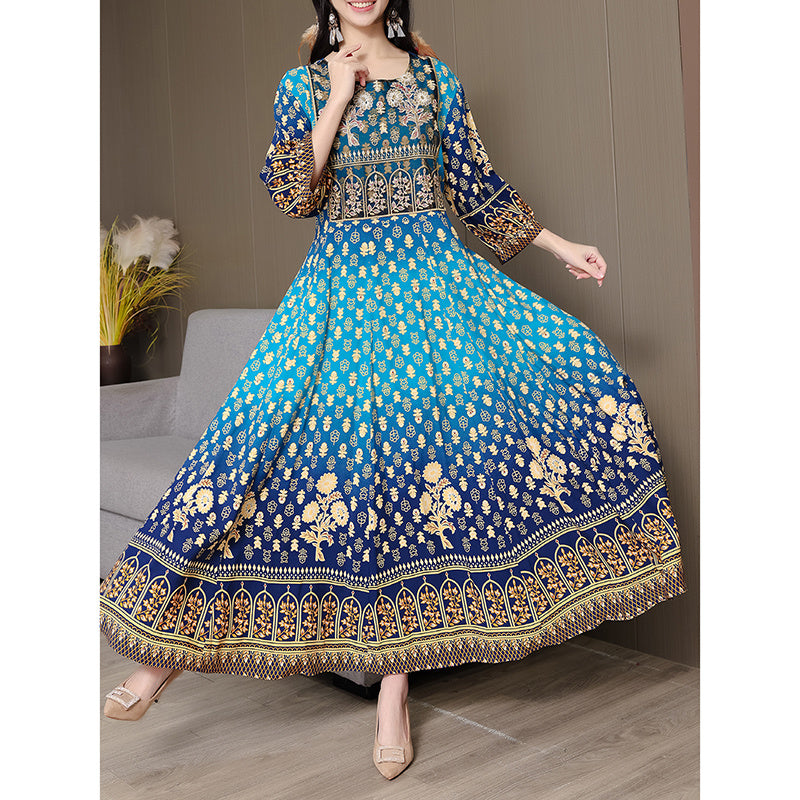Chic Maxi Dress in Ethnic Style – Flowy Party Dress for Effortless Elegance