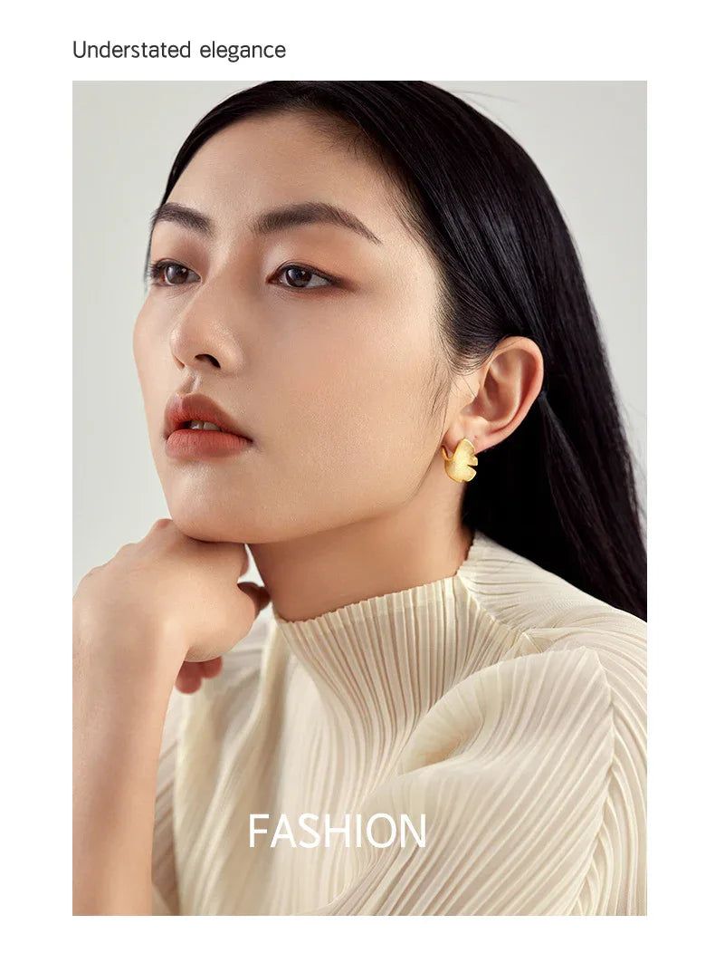 925 Sterling Ginkgo Biloba Stud Earrings - SUBSTYEL