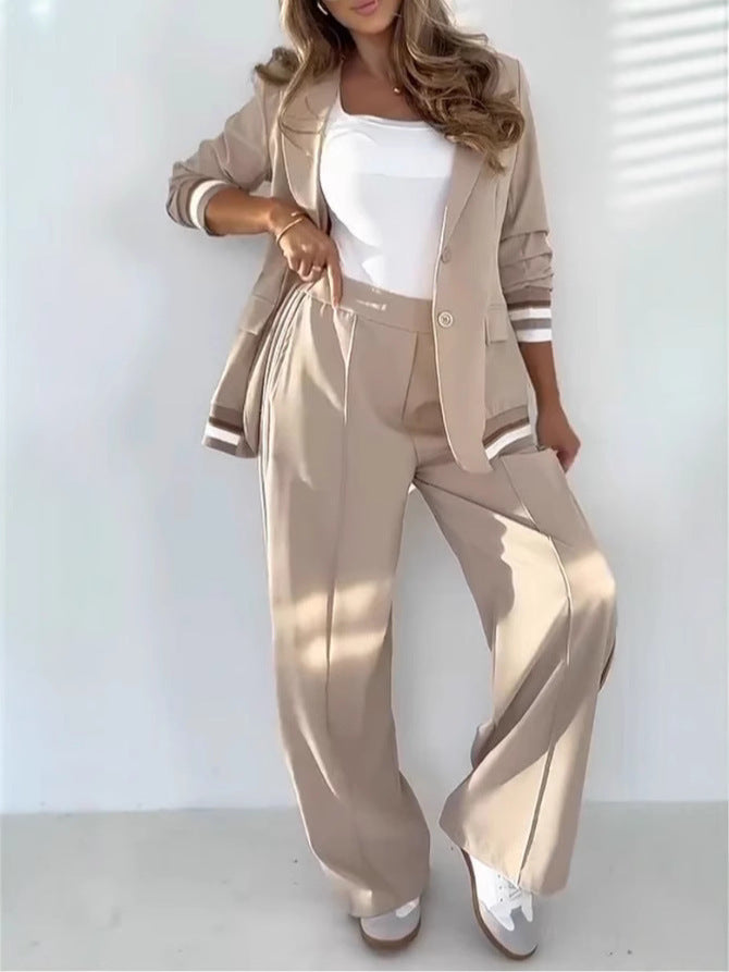 Women’s 2-Piece Suit Set | Coat & Wide-Leg Pants