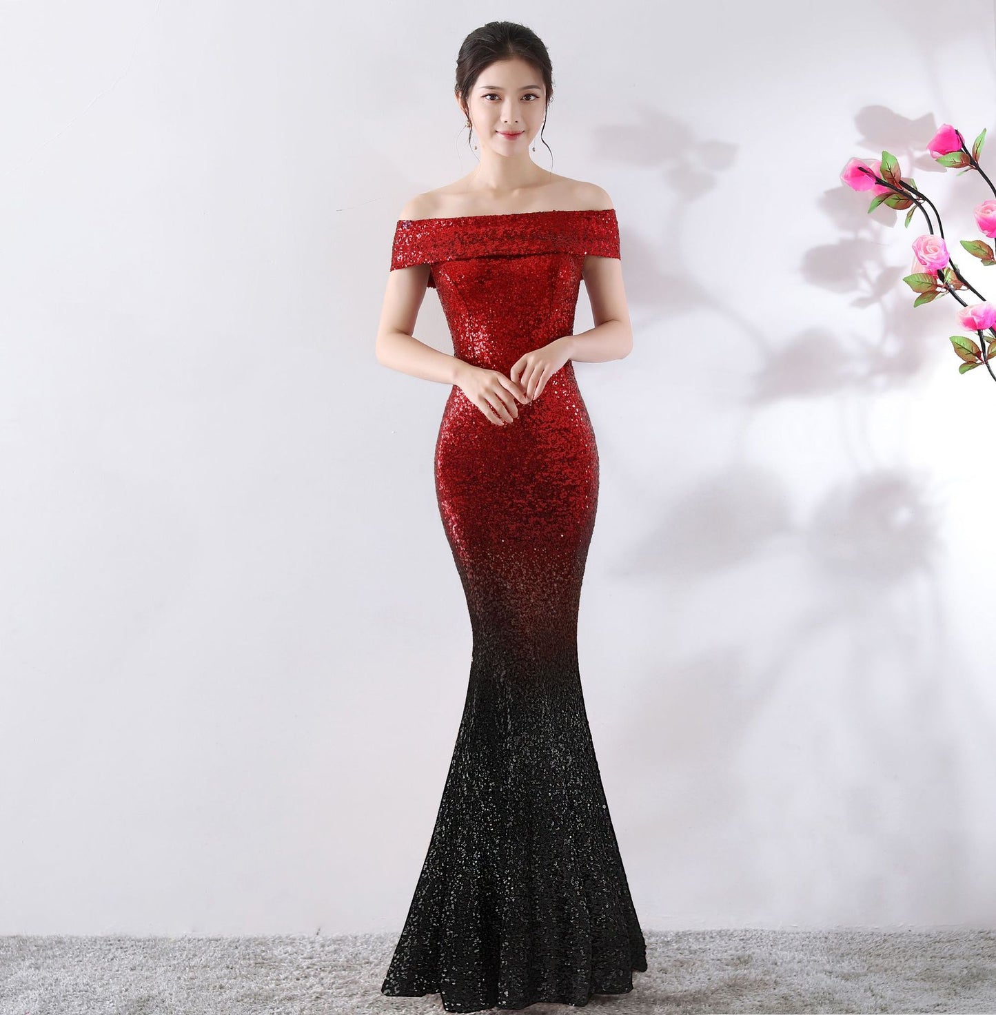 Long Slimming Party Dress for Elegant Evening Wear