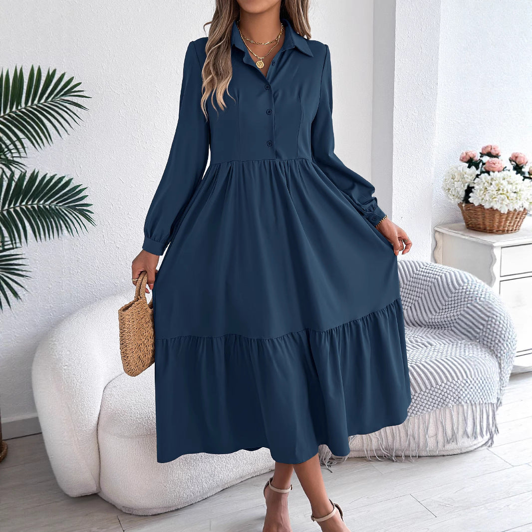 Long Sleeve Ruffled Shirt Dress for Women – Stylish and Comfortable