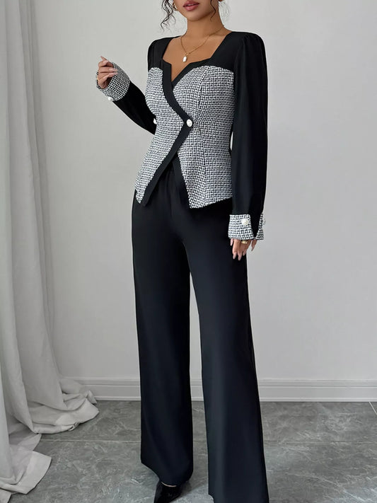 Long Sleeve Top and Wide Leg Pants Set - SUBSTYEL