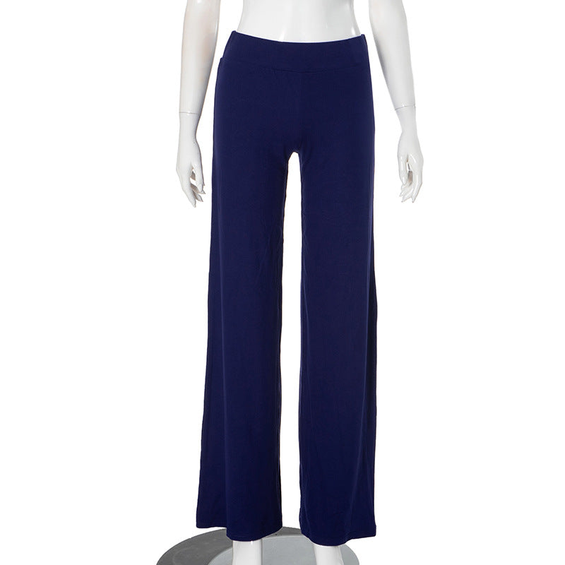 Mannequin wearing navy blue pants on a white background