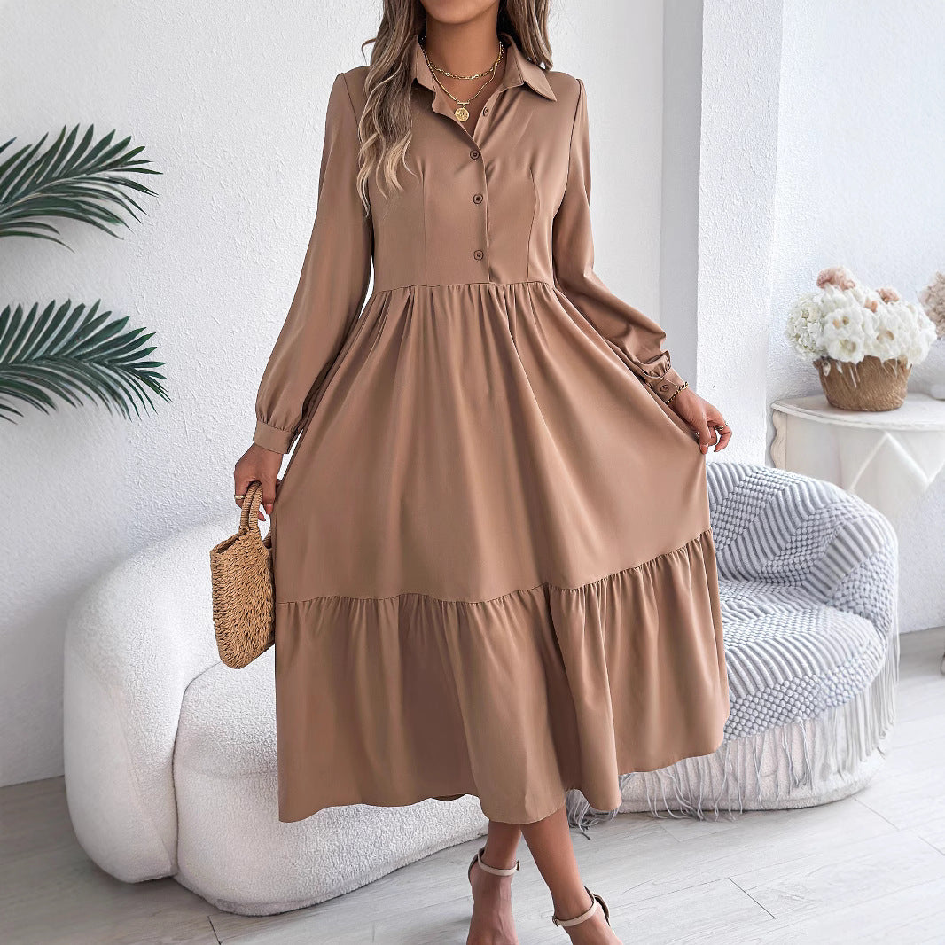 Long Sleeve Ruffled Shirt Dress for Women – Stylish and Comfortable