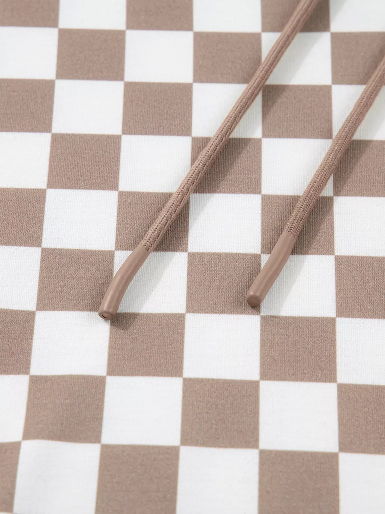 Checkered Pattern Oversized Drawstring Hoodie - SUBSTYEL