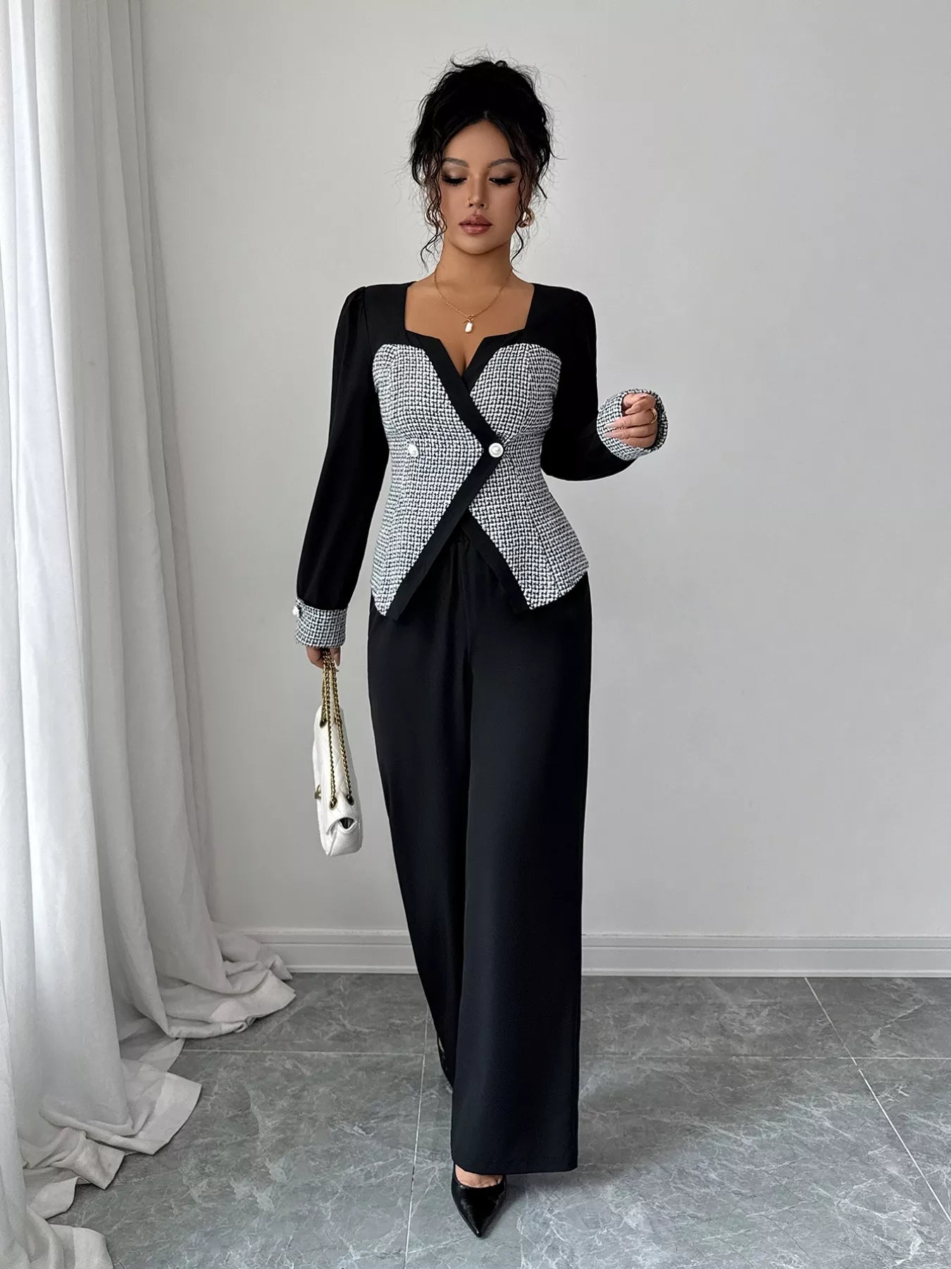 Long Sleeve Top and Wide Leg Pants Set - SUBSTYEL