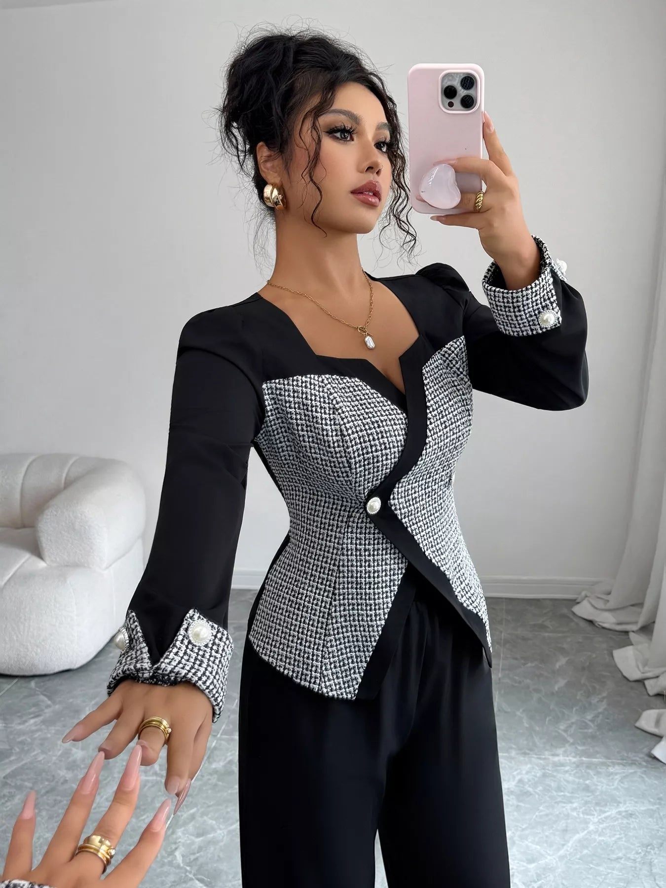 Long Sleeve Top and Wide Leg Pants Set - SUBSTYEL