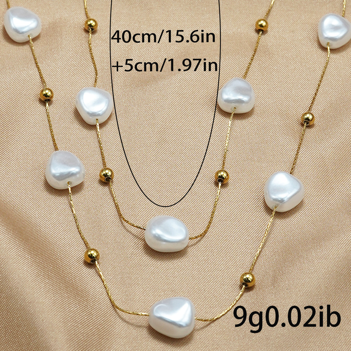 18K Gold Plated Pearl Necklace | Minimalist Jewelry with Elegant Studs