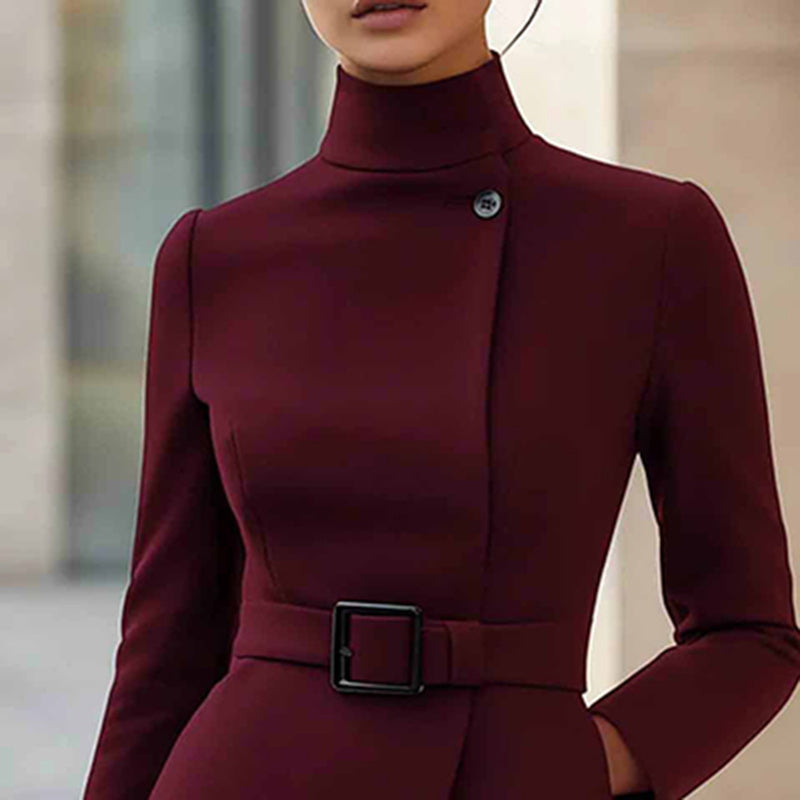 Elegant High Waist Belted Midi Dress - Stylish and Versatile Fashion Essential