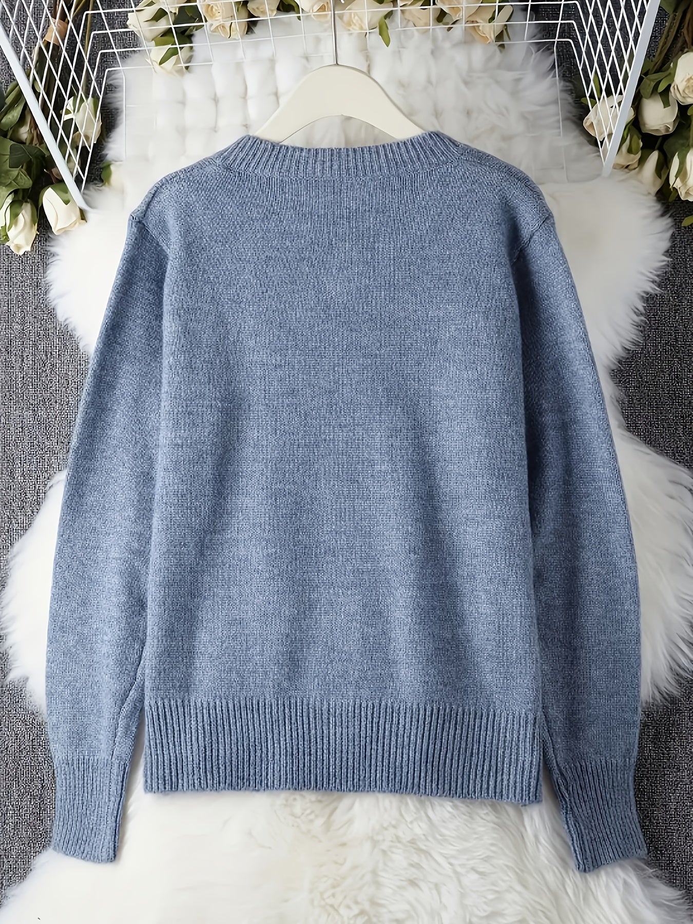 Button Pullover Sweater - Oversized Round Neck Winter Knitwear for Cozy Style