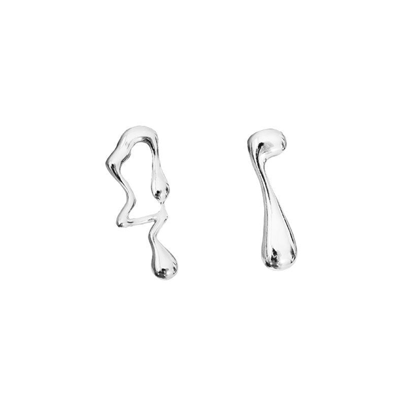 Pair of silver earrings on a white background