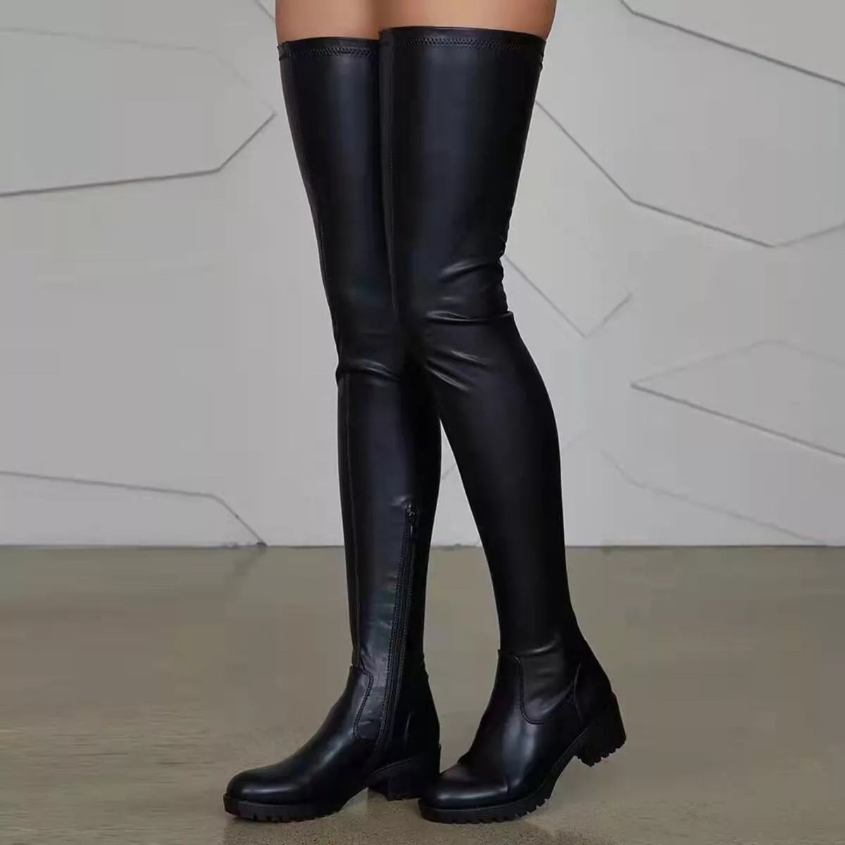Over-the-Knee Block Heels Boots - SUBSTYEL