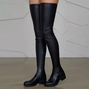 Over-the-Knee Block Heels Boots - SUBSTYEL